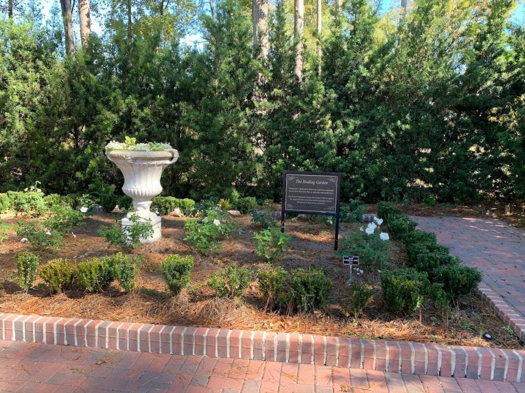 The Healing Garden provides a serene tribute to those who helped rebuild after Hurricane Harvey. Credit: Julian Bendaña