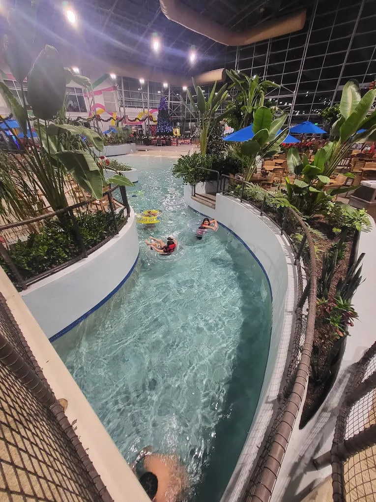 The Rio Grand lazy river winds through the complex, surrounded by cabanas and chairs for relaxing floats. Credit: Rolando Cano