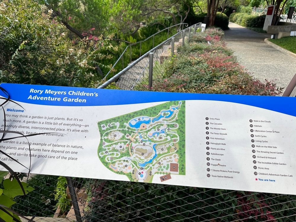 A detailed map of the Adventure Garden helps families navigate the many exciting exhibits and play zones. Credit: Uyen L.