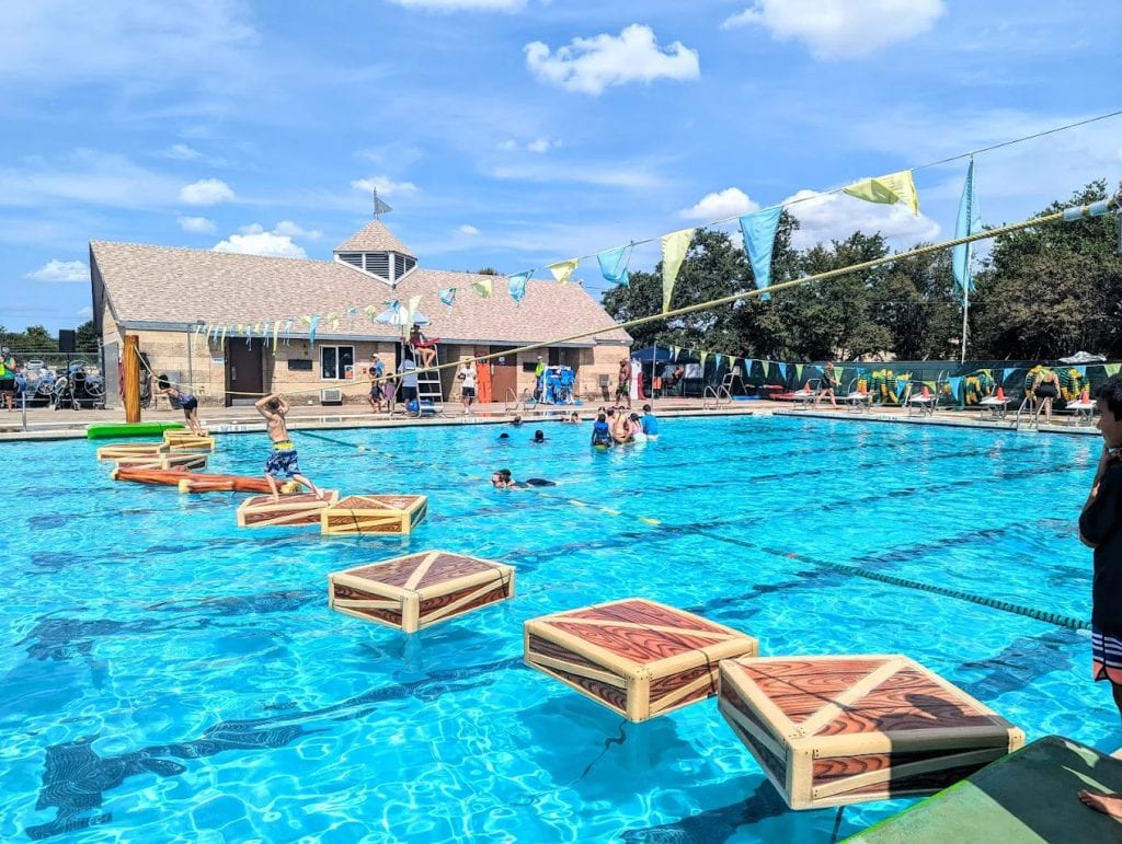 The huge pool at Micki Krebsbach features in-pool activities that keep families entertained all day. Credit: Ciara Lindley