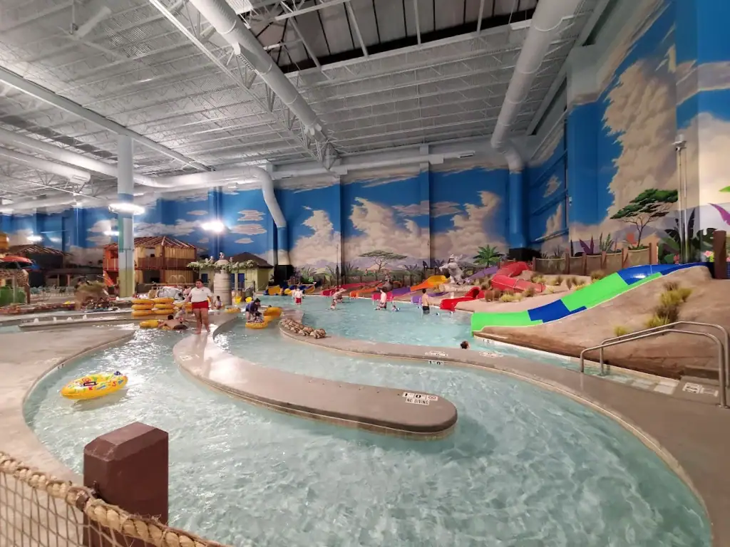 Inside Kalahari, kids can splash safely in shallow pools filled with slides and playful water features. Credit: Nick