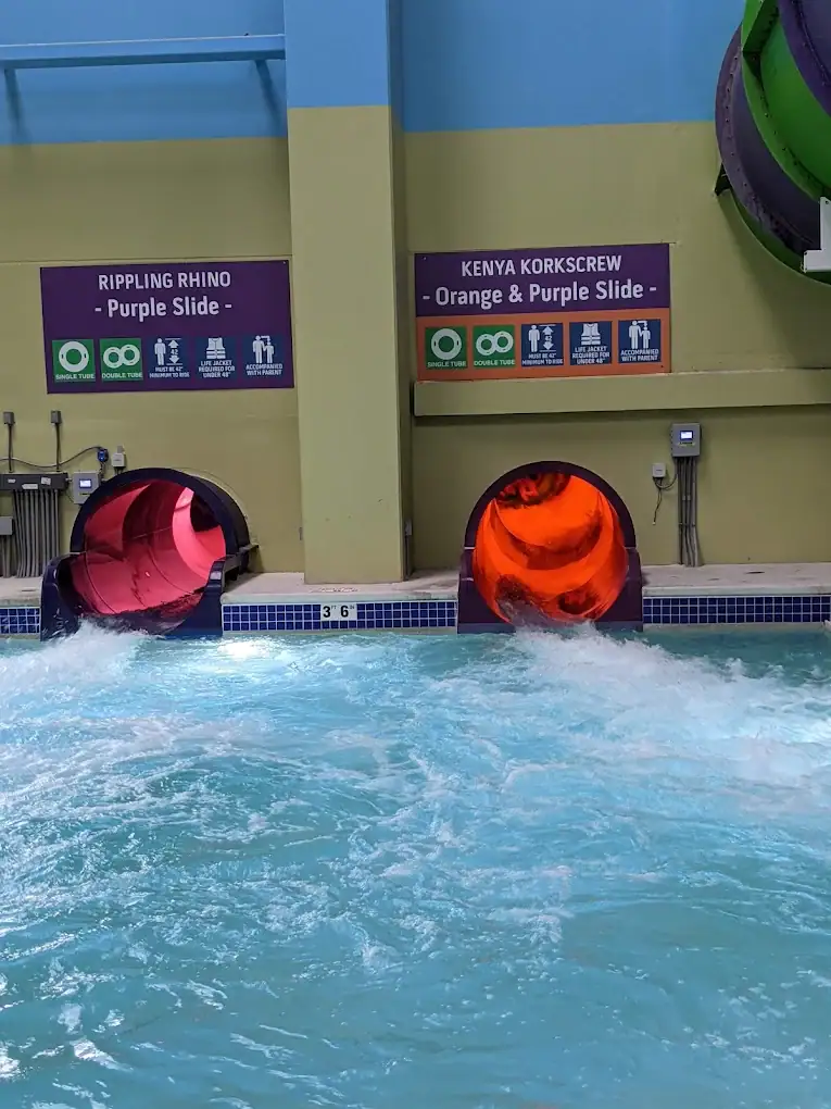 High-speed slides at Kalahari deliver adrenaline-pumping fun for thrill seekers. Credit: Christine