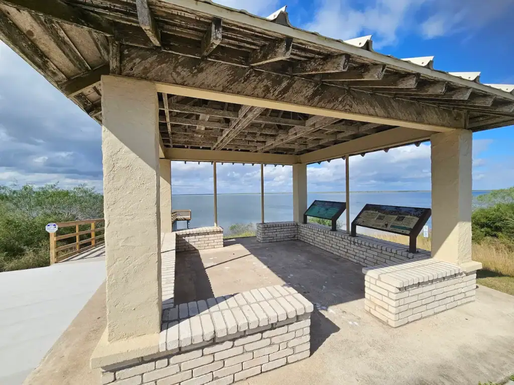A roofed viewing deck at the Osprey Overlook provides seating and informative boards to guide your wildlife experience. Credit: Dave Bowmaster