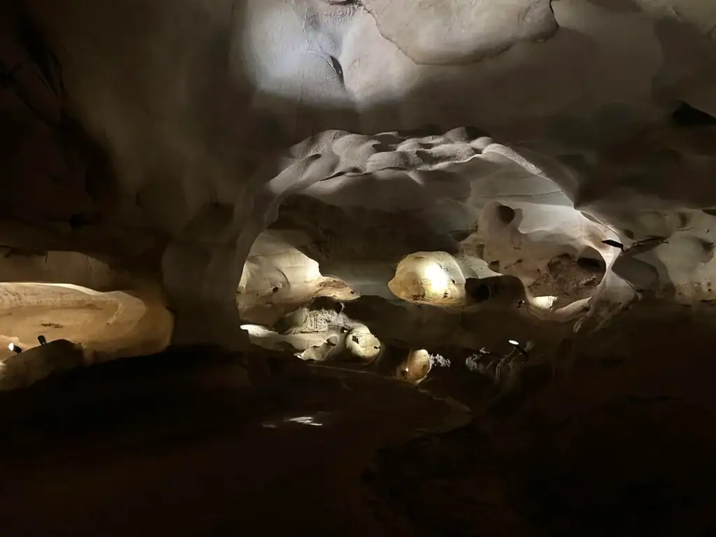 Inside Longhorn Cavern, dramatic lighting brings out the cave’s surreal formations and highlights the natural beauty carved by time and water. Credit: u/DangerNoodleDoodle via r/TXOutdoors