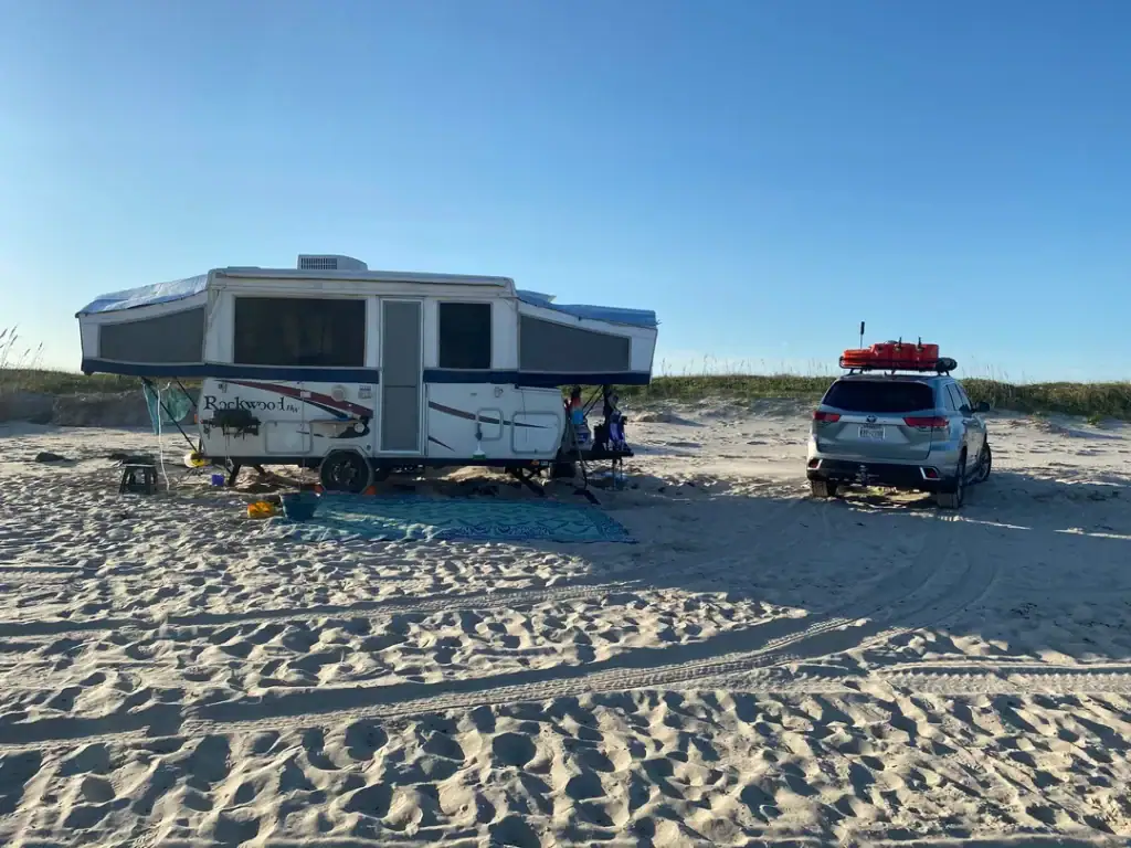 RV camping along the long stretch of Matagorda Beach—wake up to ocean views and the sound of waves. Credit: u/absolutjames via r/RVLiving
