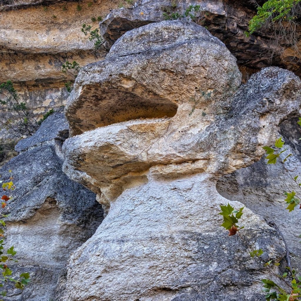 Monkey Rock at Lost Maples—one of the park’s most unique and recognizable natural formations. Credit: @adventureswithbg via Instagram