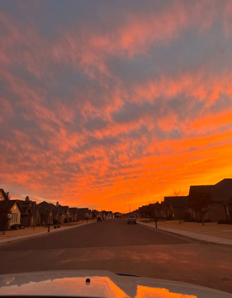 Nothing quite compares to driving through Texas at sunset — wide open roads, endless sky, and colors that make you slow down just to take it all in. Credit: @texastech via Instagram