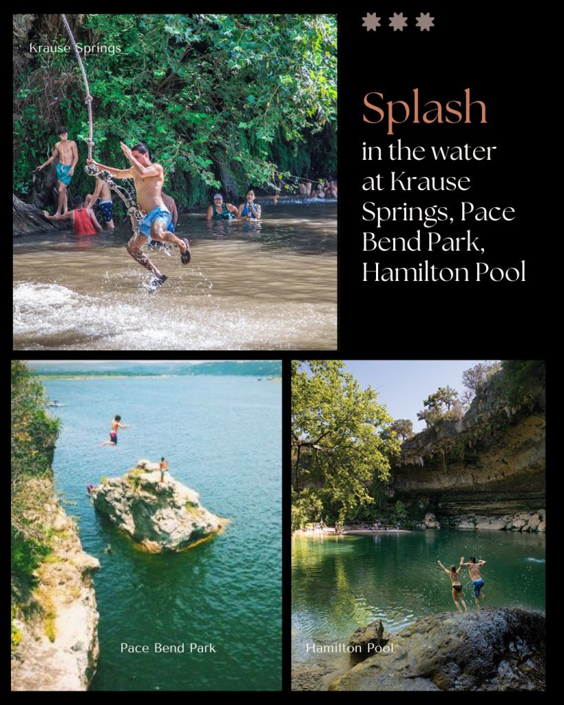 Stay at Willow at Cypress Valley, and you’re within easy reach of Krause Springs, Pace Bend Park, and Hamilton Pool—some of the best swimming spots in the area. Credit: @cypressvalleytreehouses via Instagram