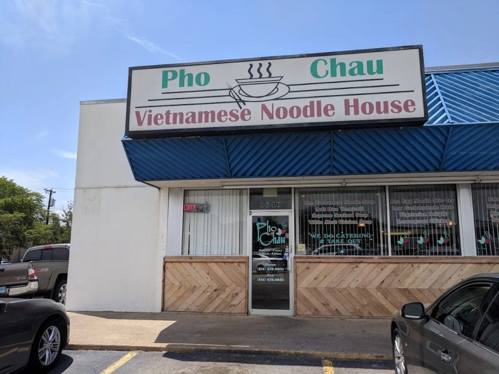 Pho Chau’s humble façade features a simple sign with a pho bowl logo—proof that the best pho in Texas doesn’t need loud advertising. Credit: JD Dinh