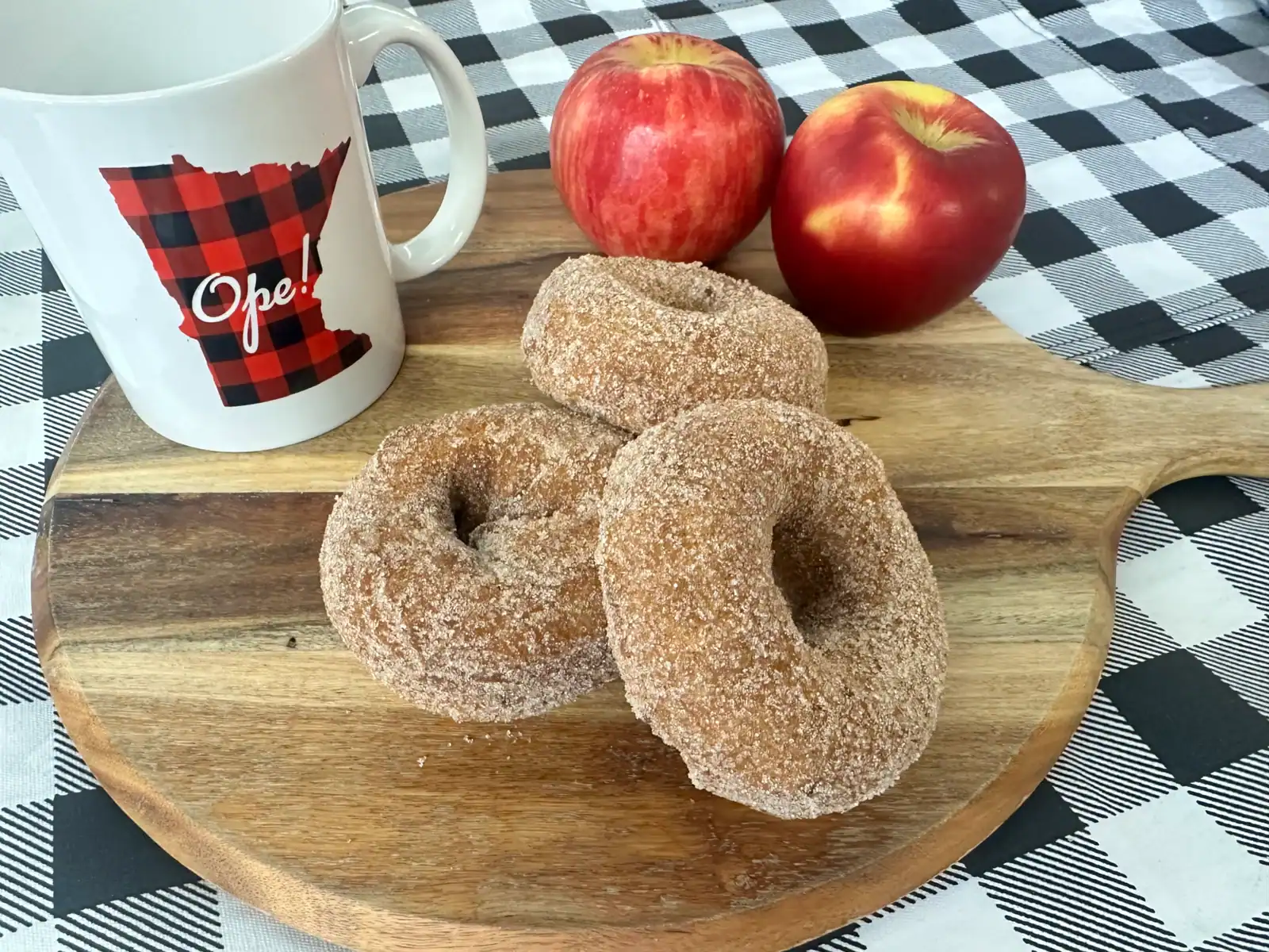 Fresh apples and cinnamon cider donuts at Aamodt's Apple Farm in Stillwater, Minnesota