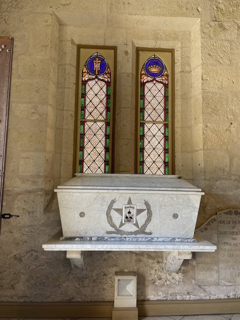 Marble tomb of the Alamo defenders inside San Fernando Cathedral in San Antonio