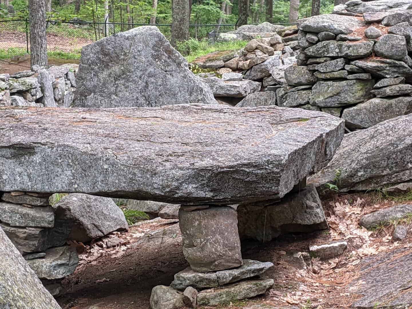 A stone megalith at America's Stonehenge in Salem, New Hampshire