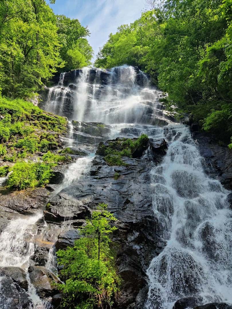 Amicalola Falls tall cascade in the Georgia mountains