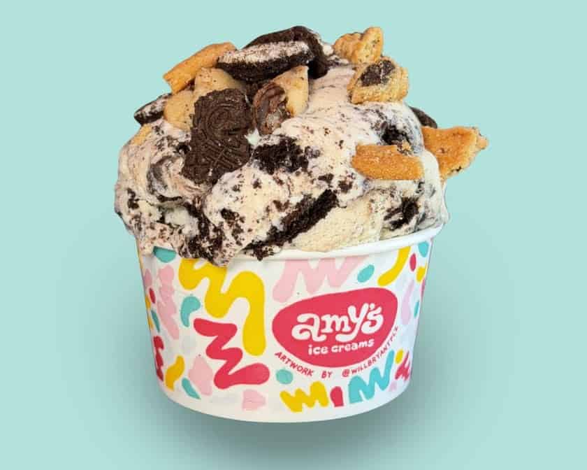 Cup of ice cream with crushed cookies mixed in at Amy's Ice Creams in Austin, Texas