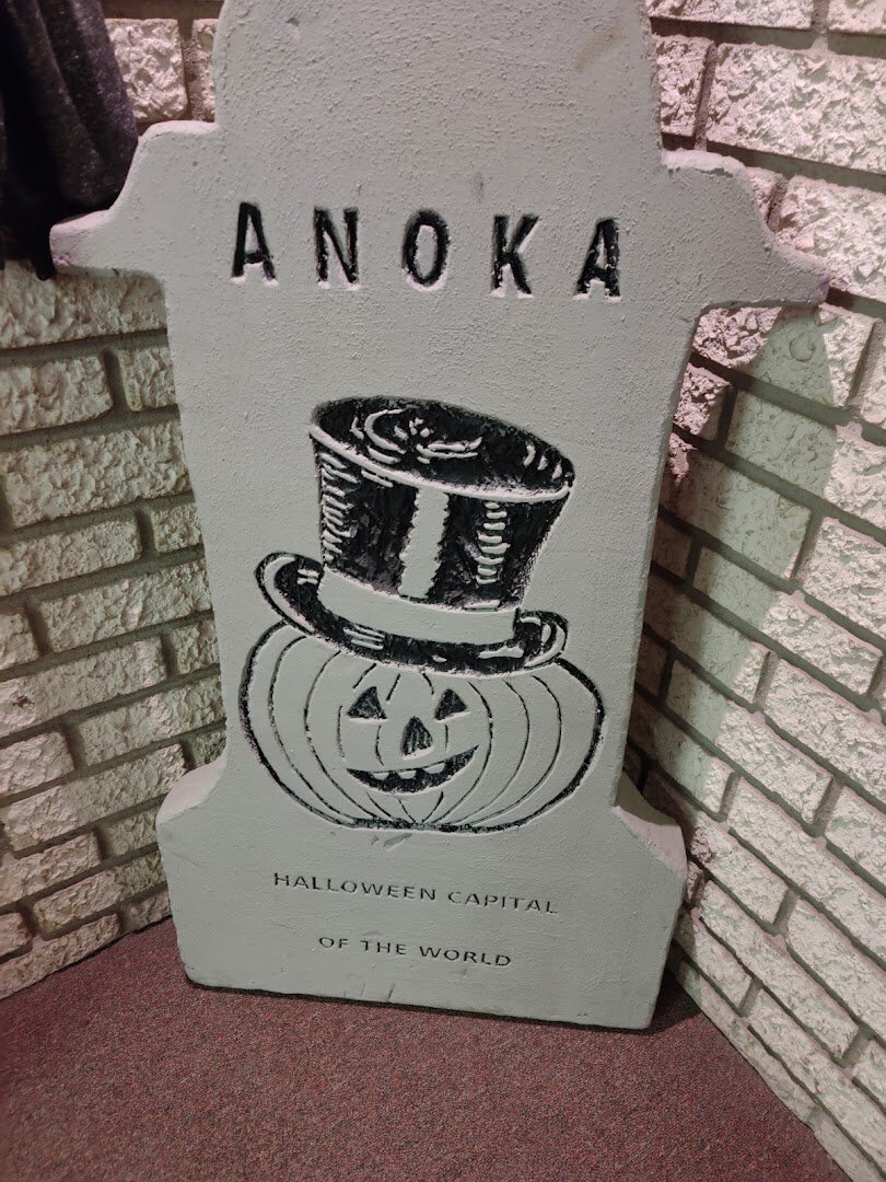 Anoka Halloween Capital of the World jack-o-lantern decoration in Anoka, Minnesota
