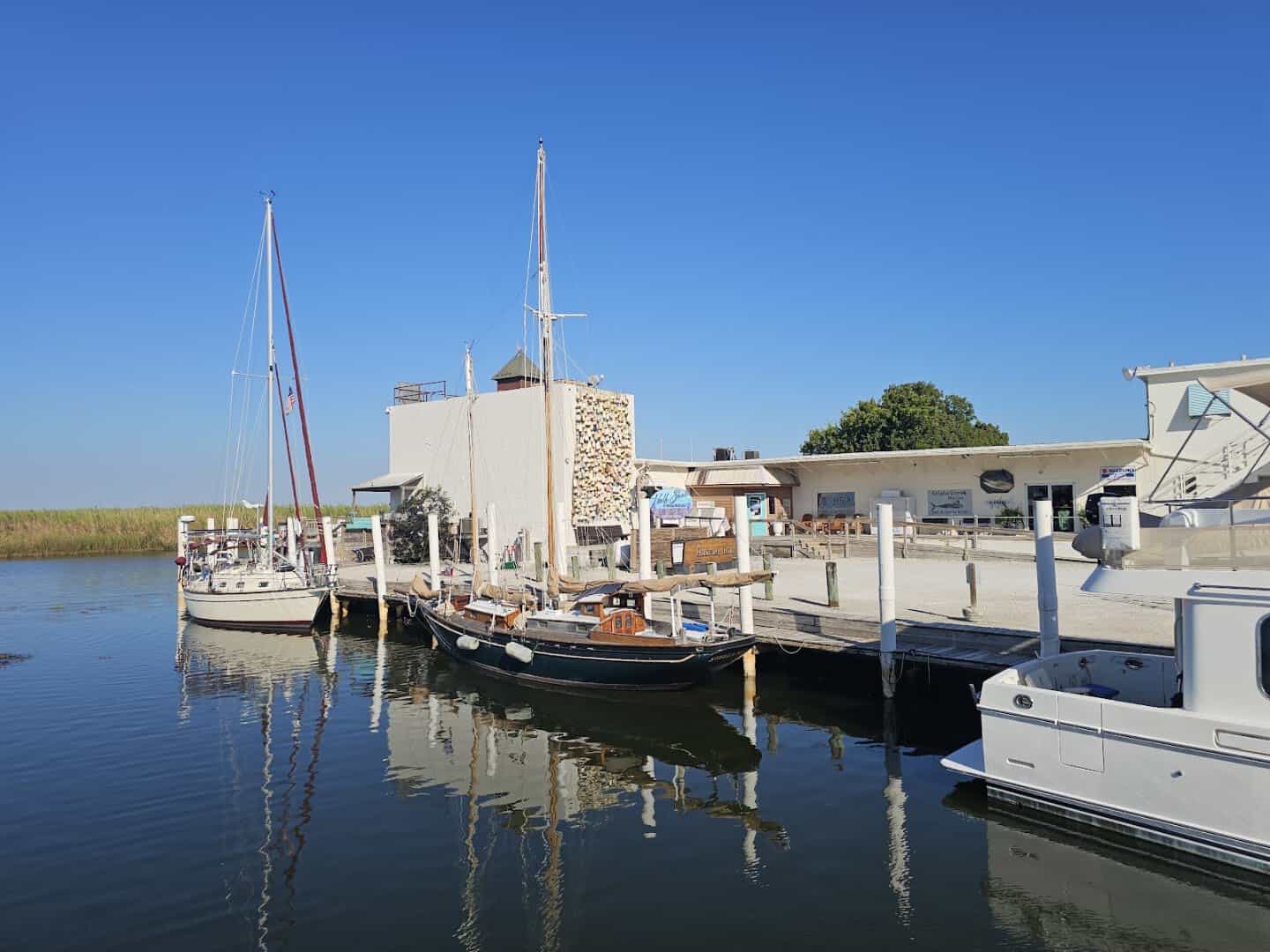 Boats at Scipio Creek Marina on the working waterfront in Apalachicola, Florida