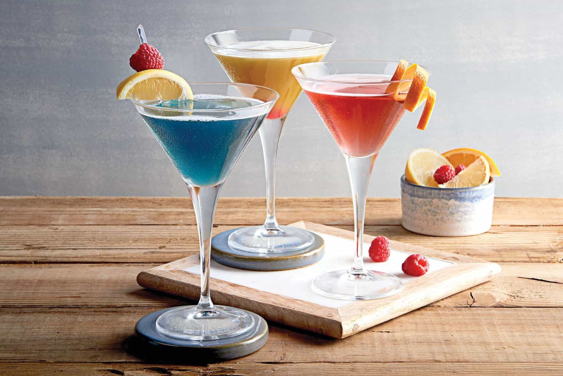 Colorful cocktails at the Dive Lounge inside the Aquarium Restaurant in Houston