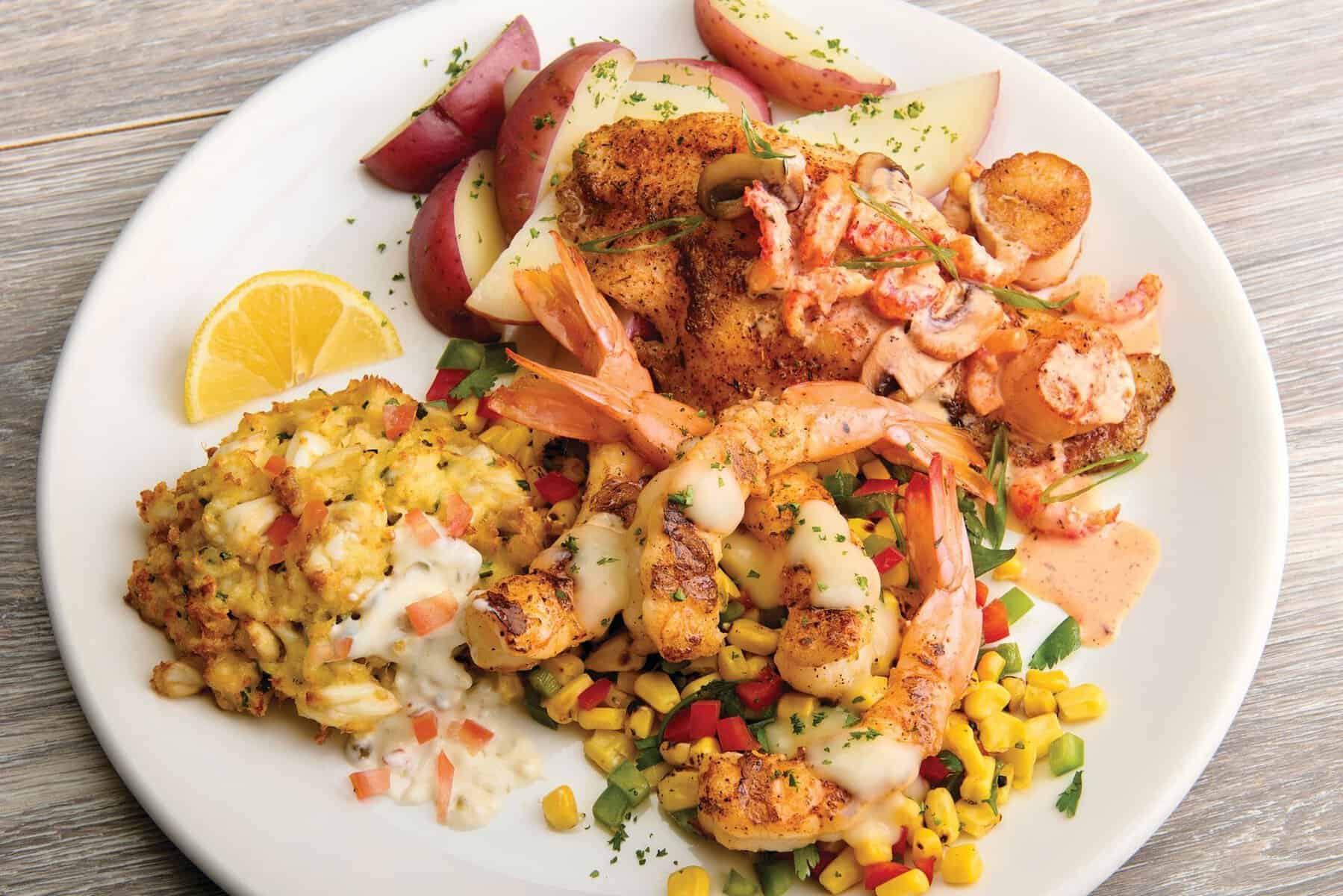 Grilled shrimp plate at the Aquarium Restaurant in Houston