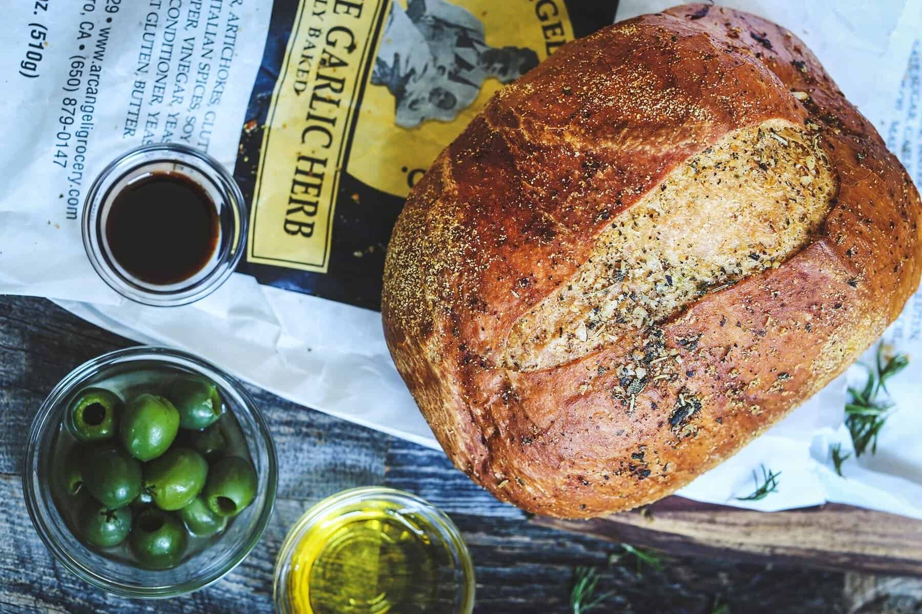Arcangeli Grocery artichoke garlic herb bread in Pescadero, California