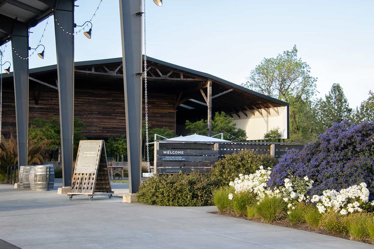 Argyle Winery tasting house and gardens in Dundee, Oregon