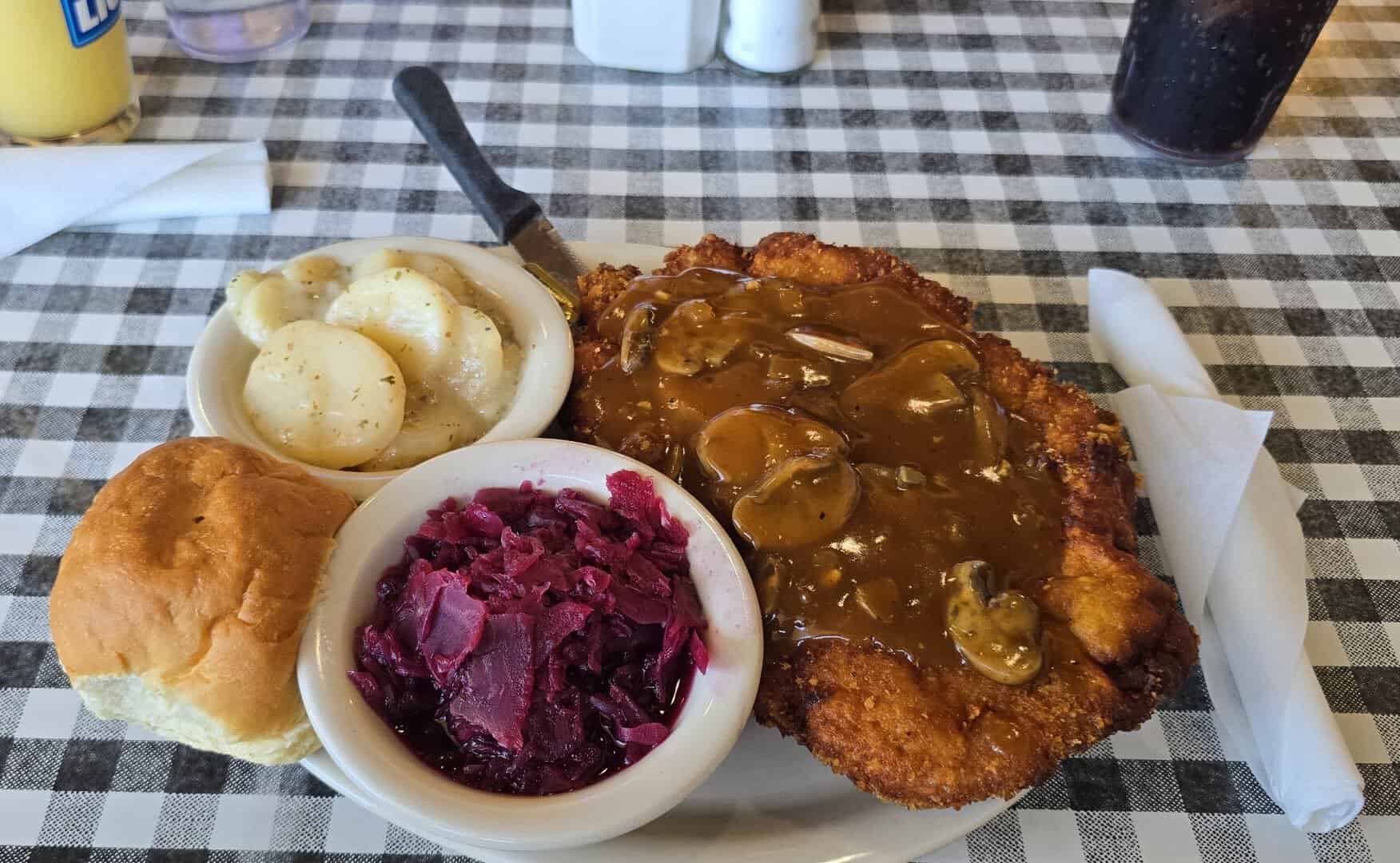German schnitzel plate at Ausländer in Fredericksburg