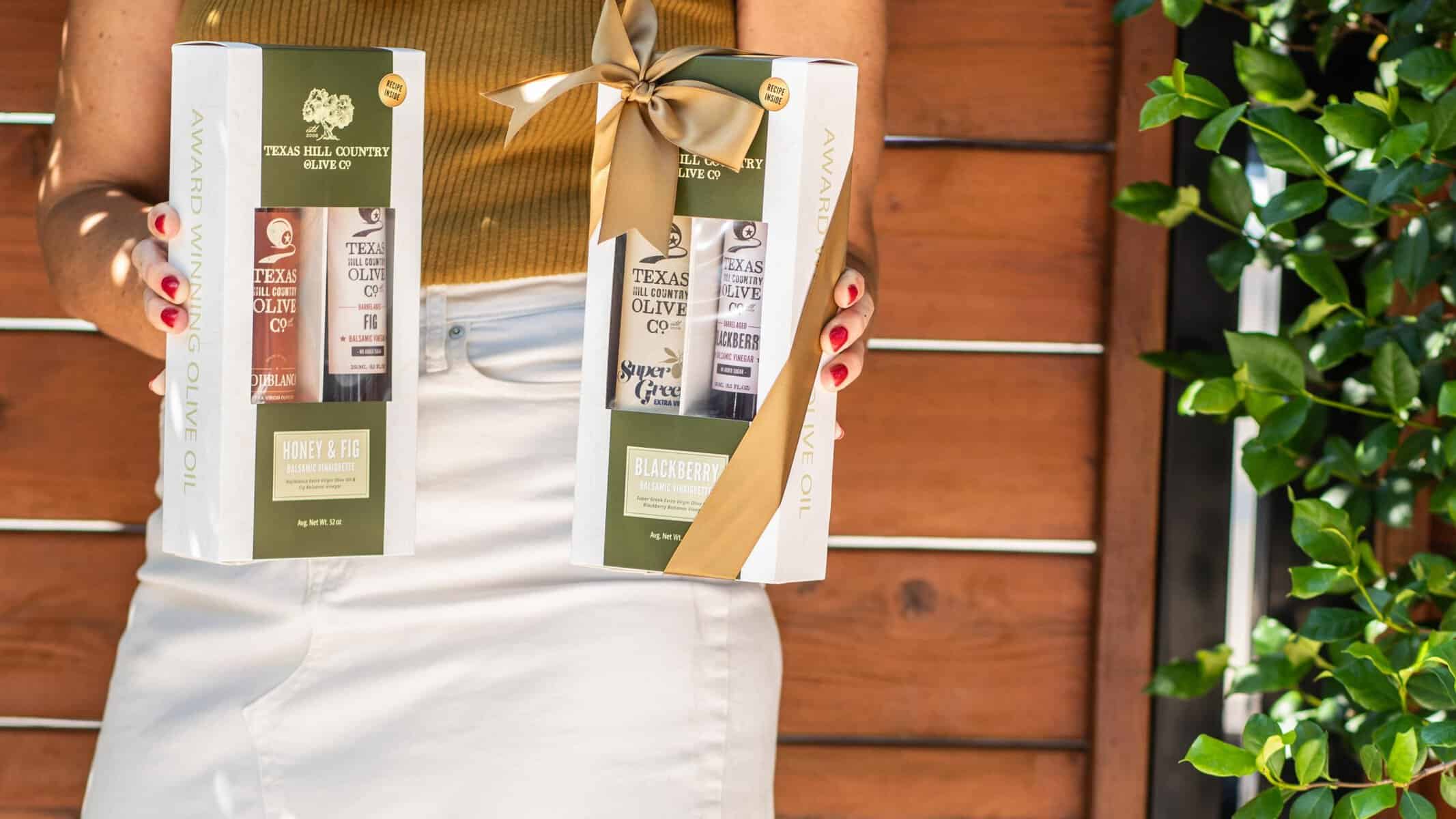 Award winning Texas Hill Country olive oil and balsamic vinaigrette gift boxes