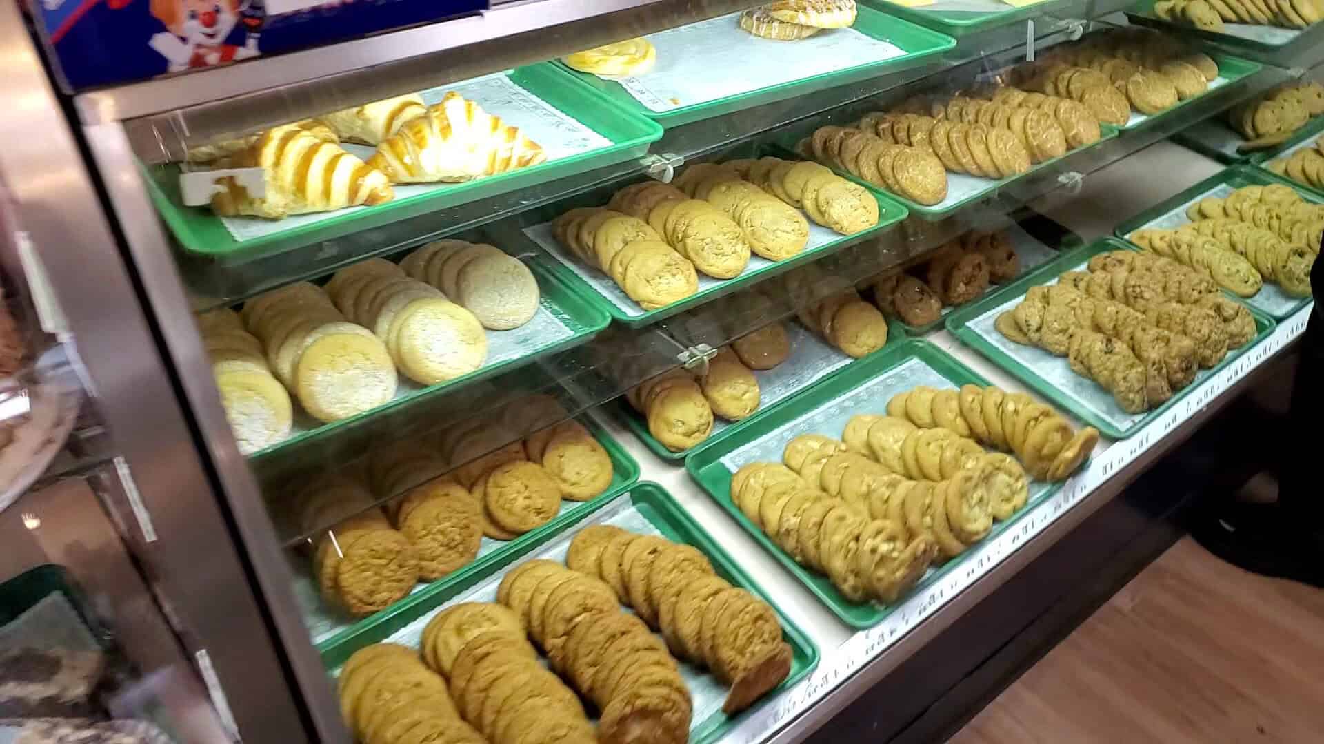 European pastries and rolls in the bakery case at Henk's Black Forest Bakery in Dallas
