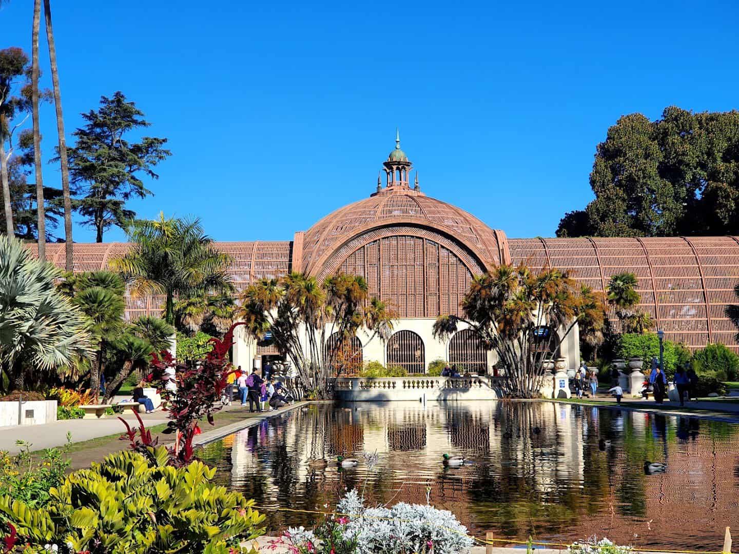 Botanical Building and lily pond at Balboa Park in San Diego, California