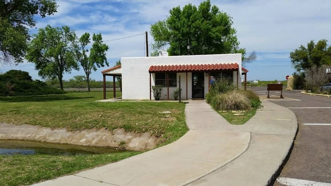 Historic CCC-built adobe building at Balmorhea State Park, Texas