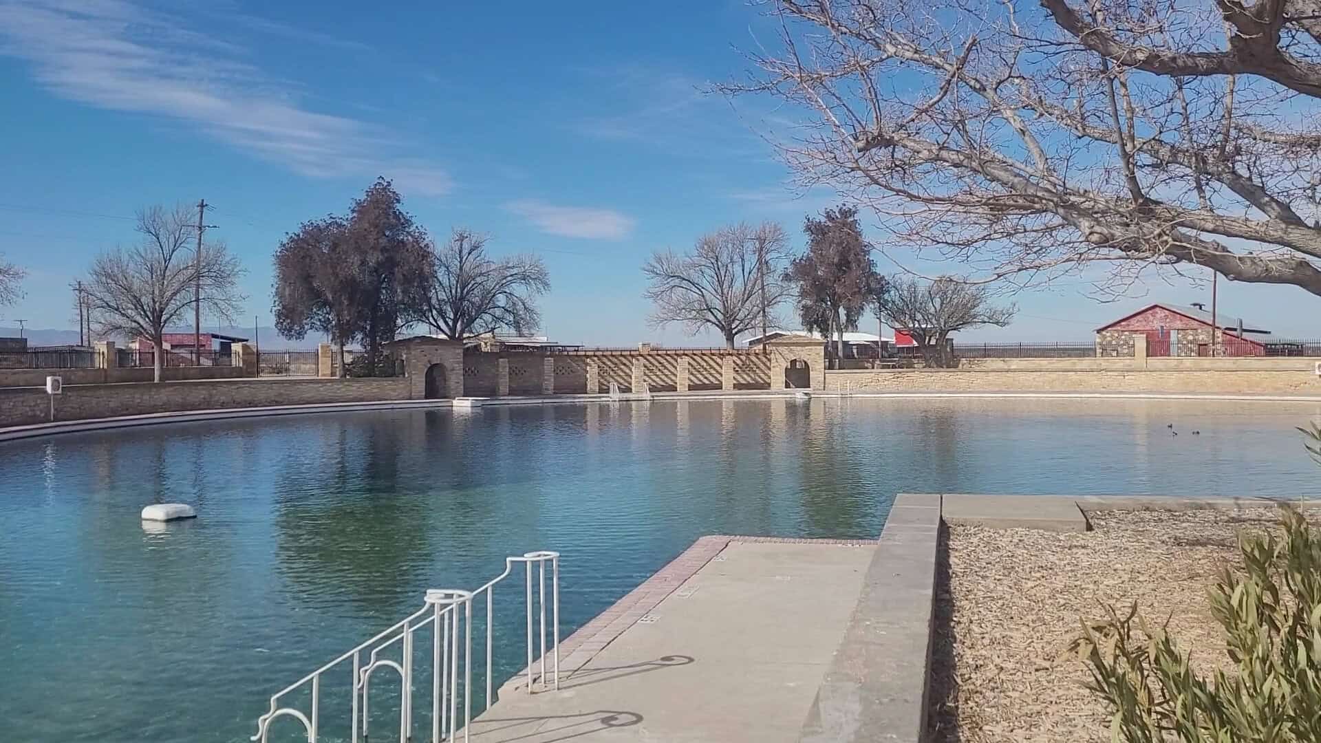 The spring-fed pool and deck at Balmorhea State Park in Toyahvale, Texas