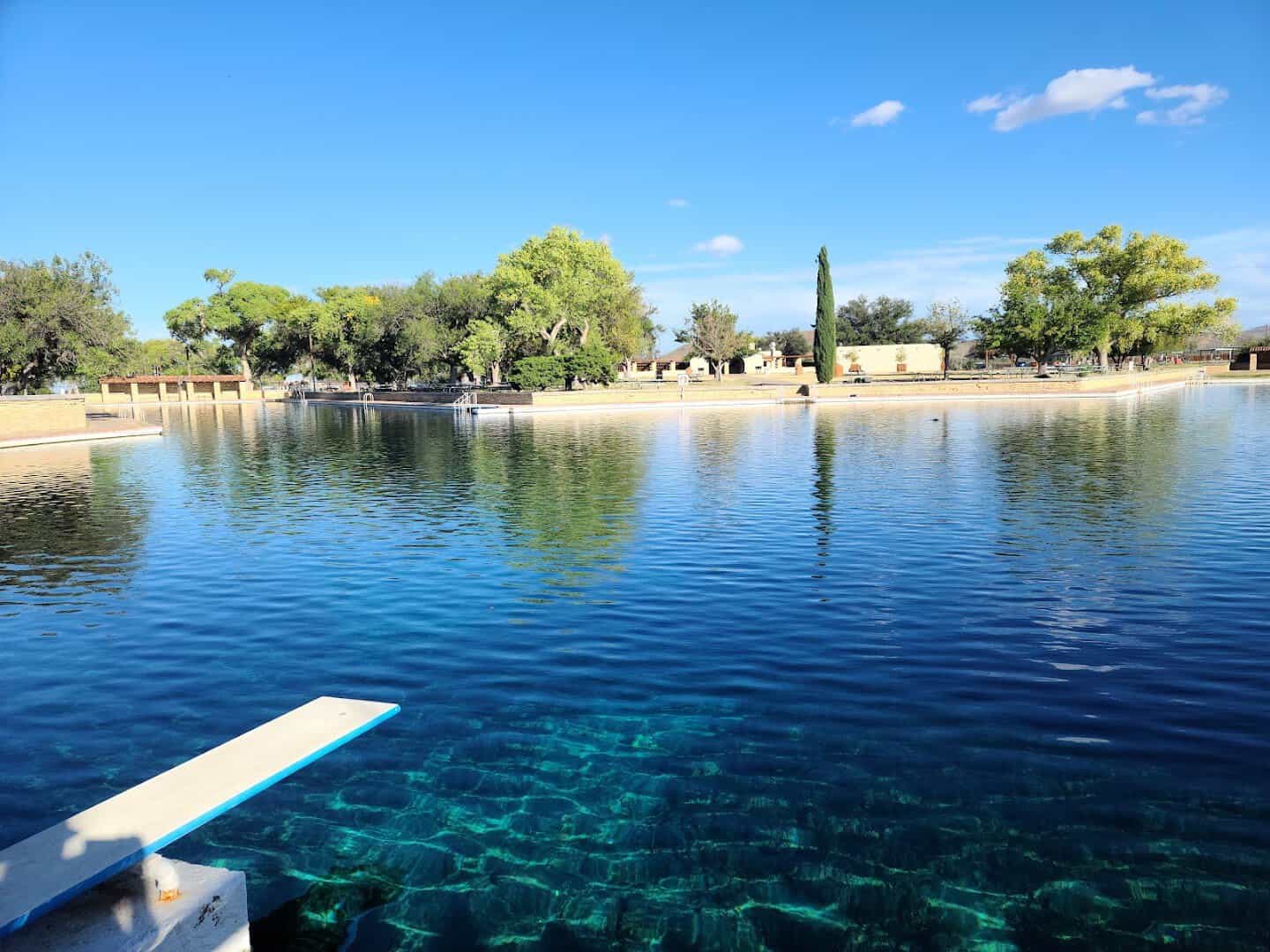 The spring fed swimming pool at Balmorhea State Park in Toyahvale, Texas
