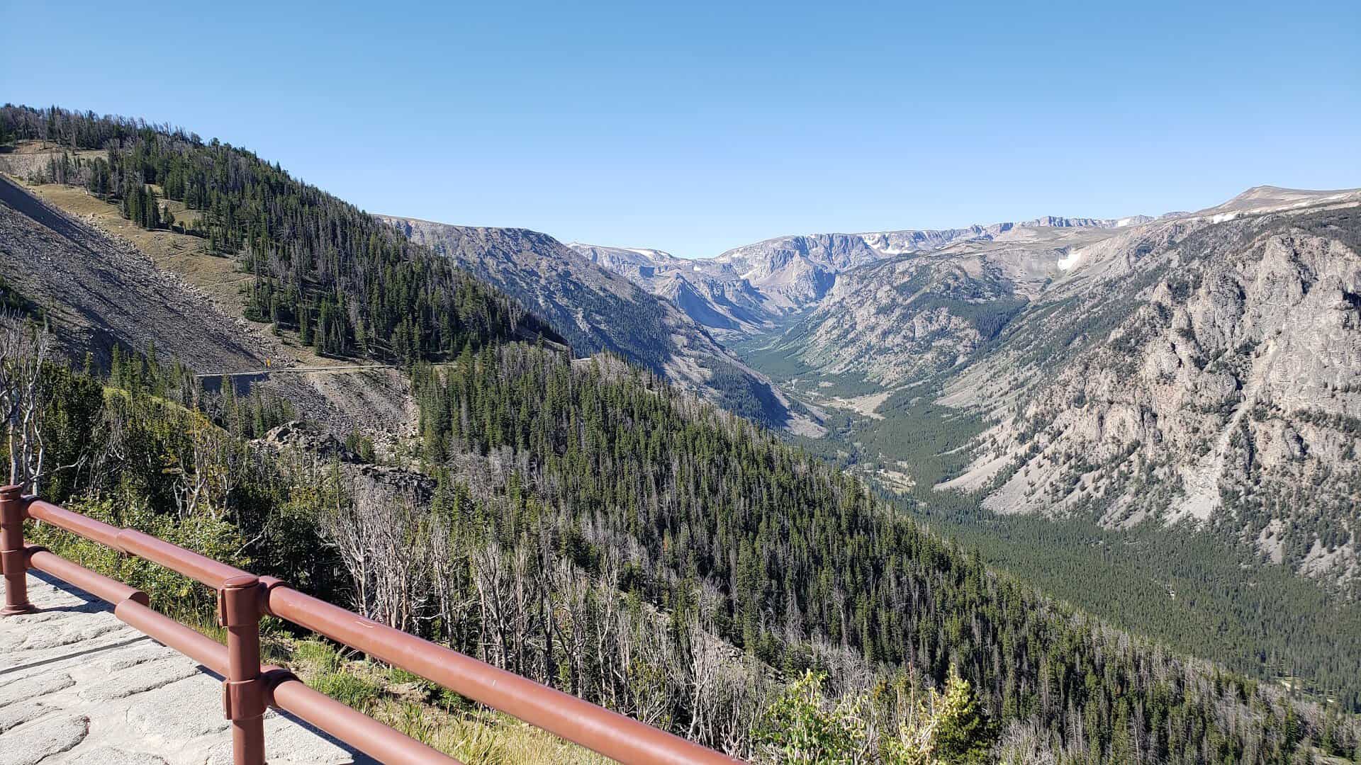 Mountain valley vista from the Beartooth Highway near Red Lodge, Montana