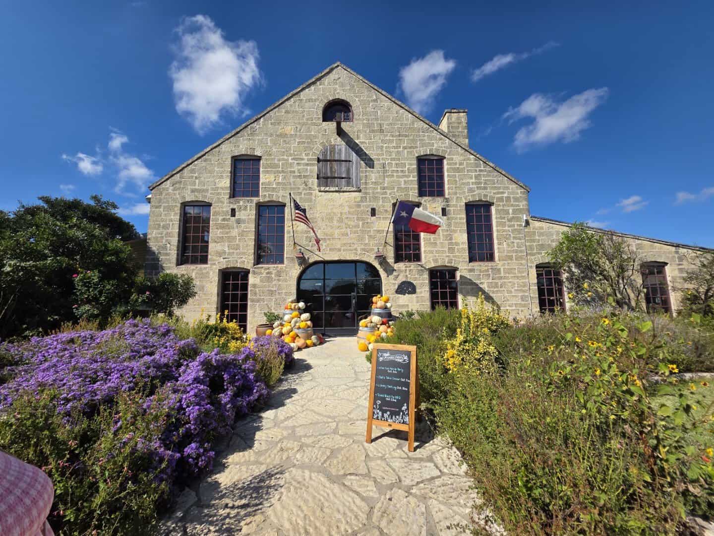 Becker Vineyards German stone barn and lavender in Fredericksburg, Texas