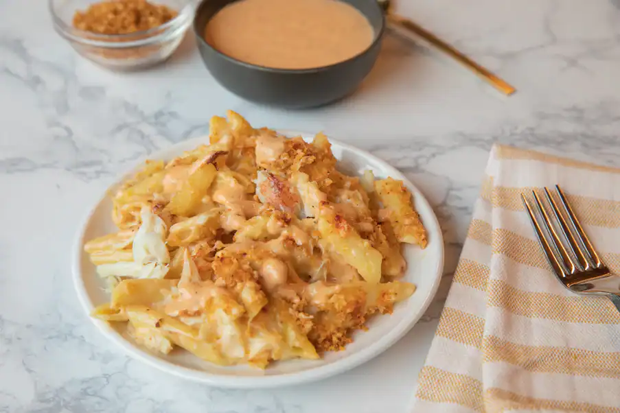 World's Best Mac and Cheese made with penne at Beecher's Handmade Cheese in Seattle, Washington