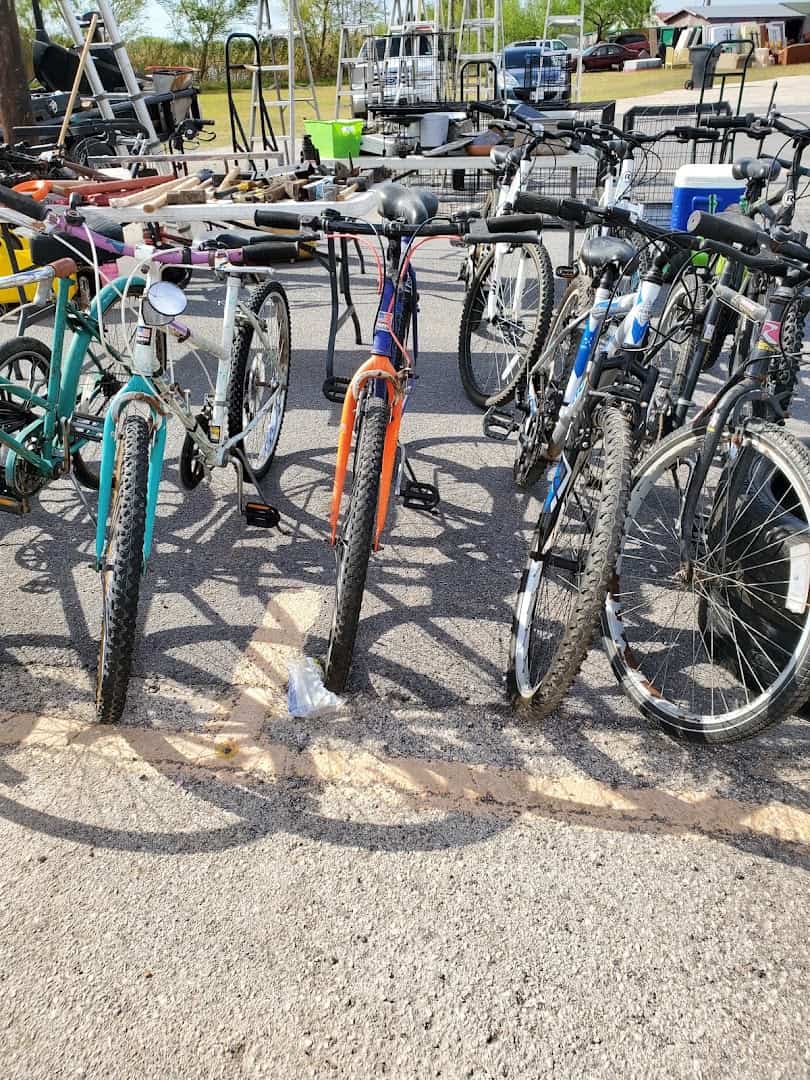 Rows of bicycles for sale at 77 Flea Market in Brownsville, Texas