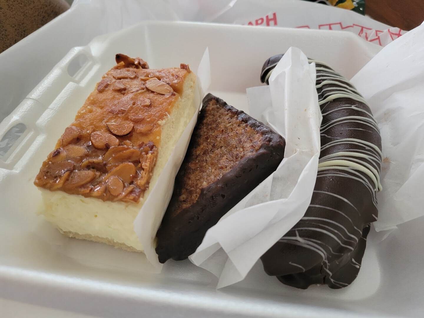 Bee sting cake and chocolate pastries at Pfeifer's German Bakery and Deli in Harker Heights, Texas