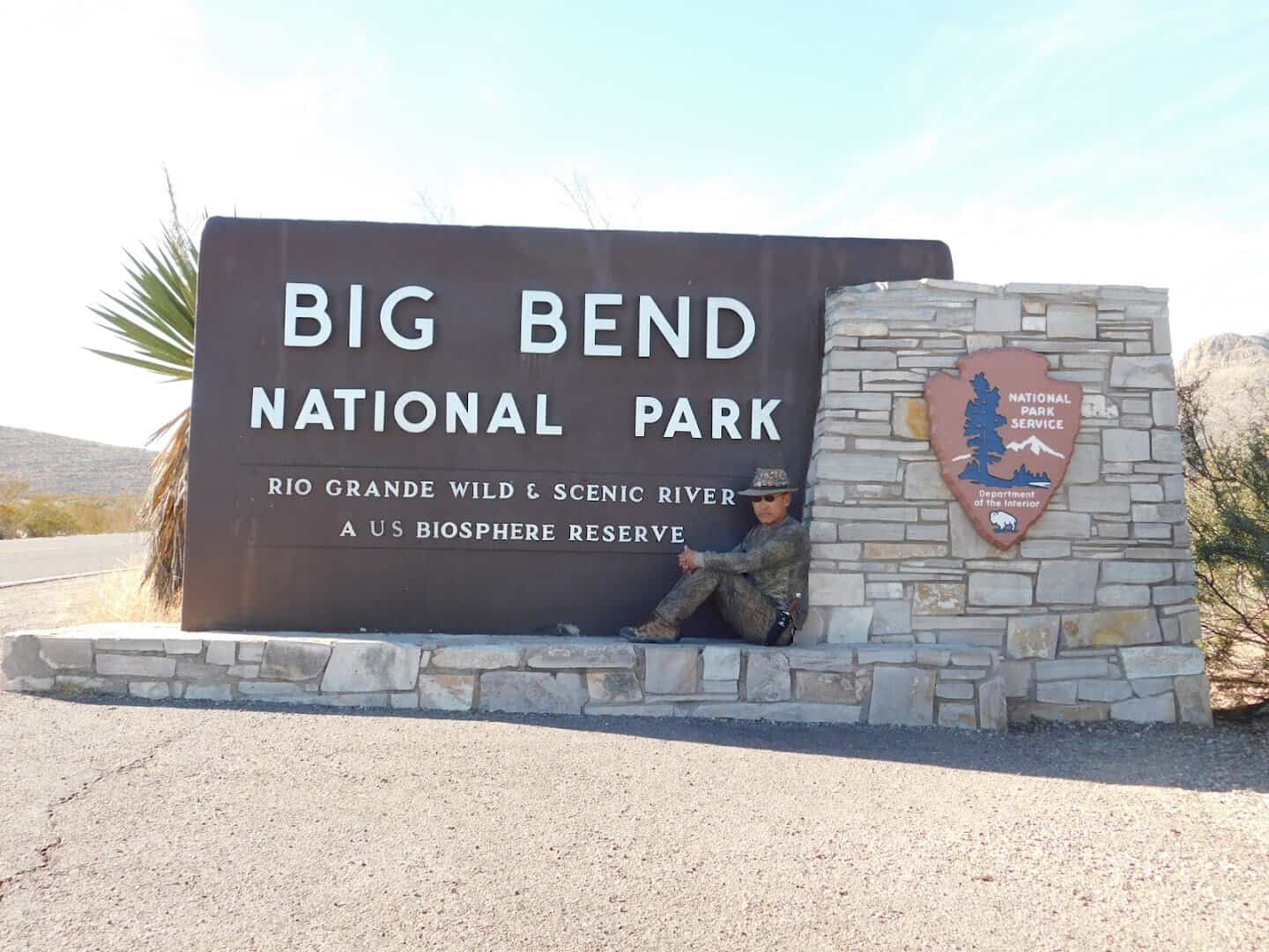 Big Bend National Park entrance sign along the Rio Grande