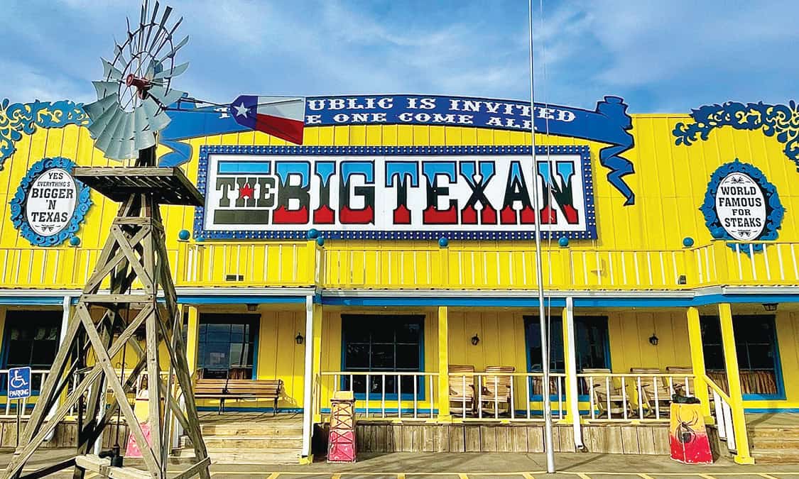 The Big Texan Steak Ranch storefront in Amarillo, Texas