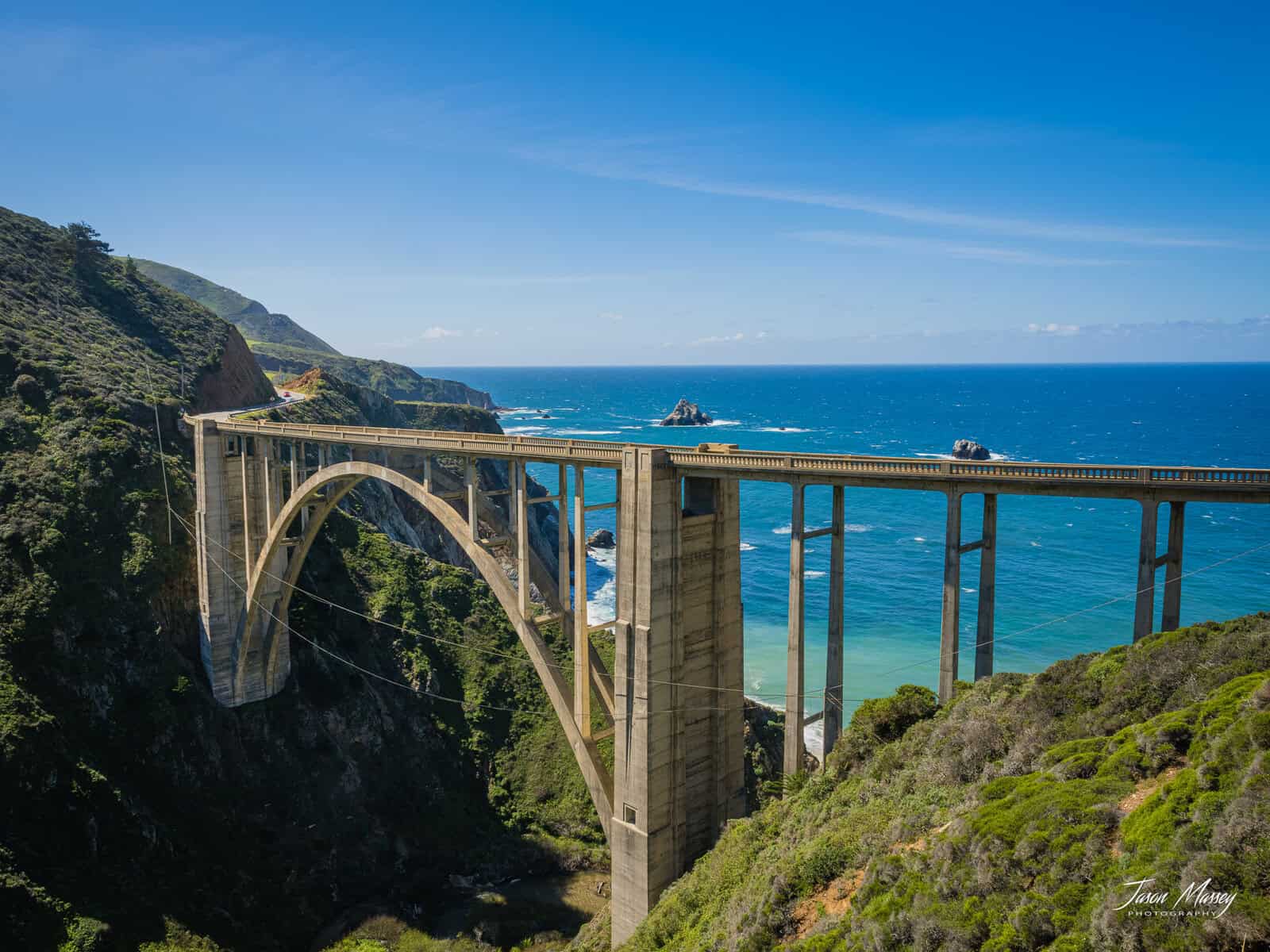 Bixby Creek Bridge arching over the turquoise Pacific on the Pacific Coast Highway in Big Sur, California