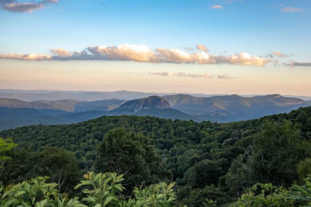 Layered Blue Ridge Mountains at an overlook near Asheville, North Carolina