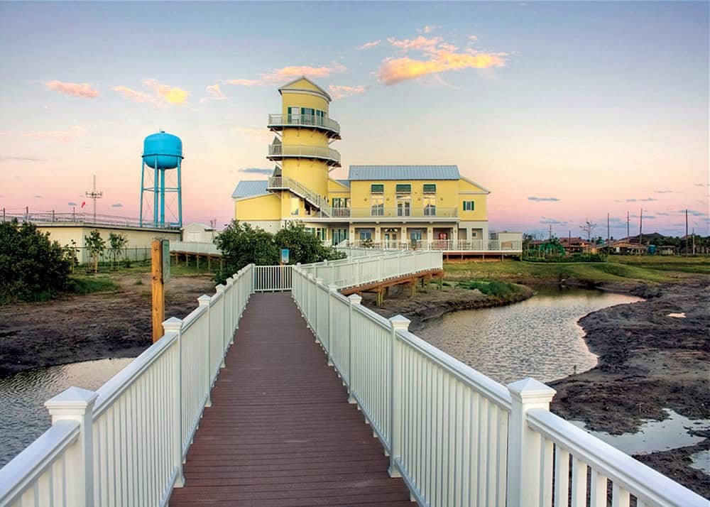 Boardwalk leading to the South Padre Island Birding and Nature Center at dusk