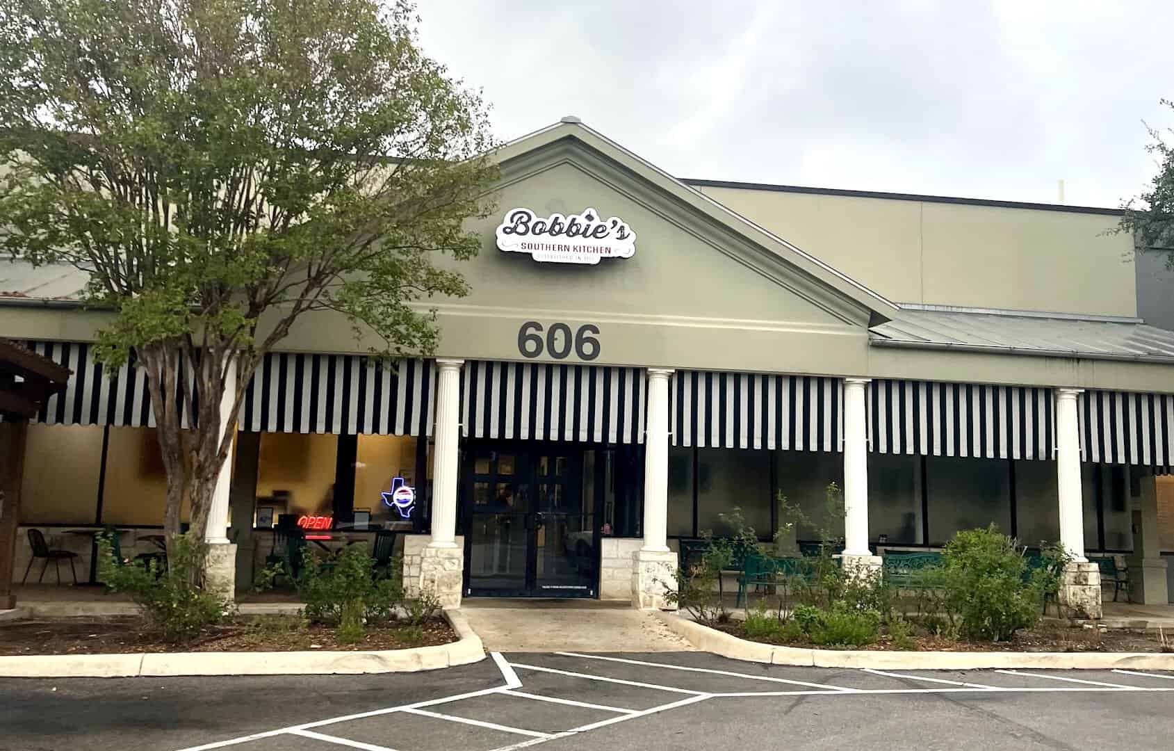 The exterior of the Bobbie's restaurant building in San Antonio, Texas