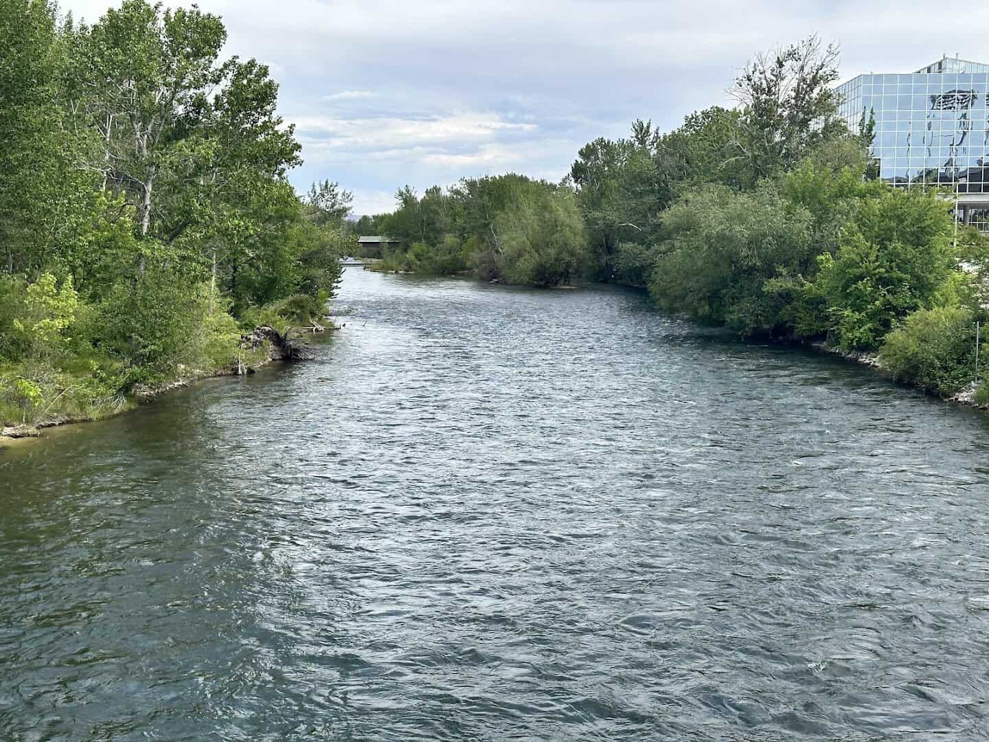 The Boise River running past downtown Boise, Idaho