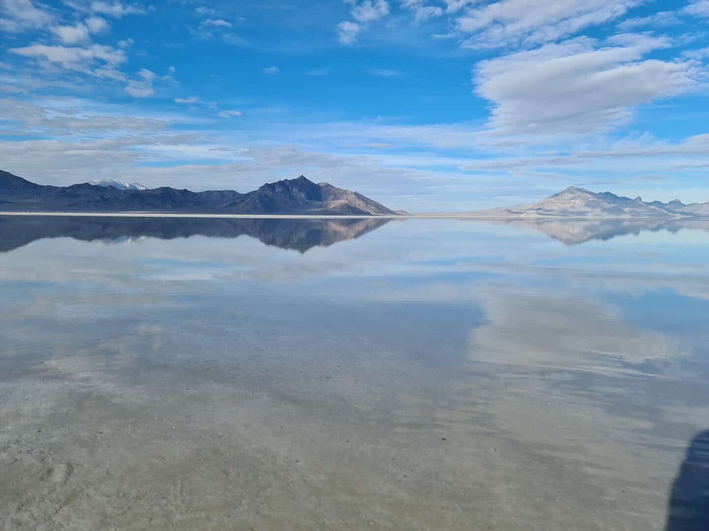 Mirror reflection on the Bonneville Salt Flats in Utah
