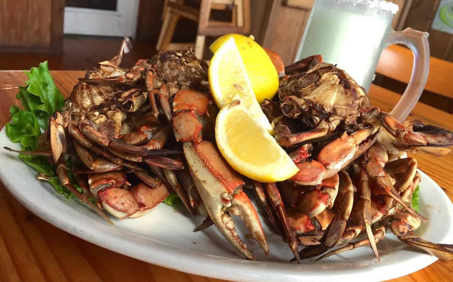 Boscos Barbecued Crabs platter at Stingaree in Crystal Beach, Texas