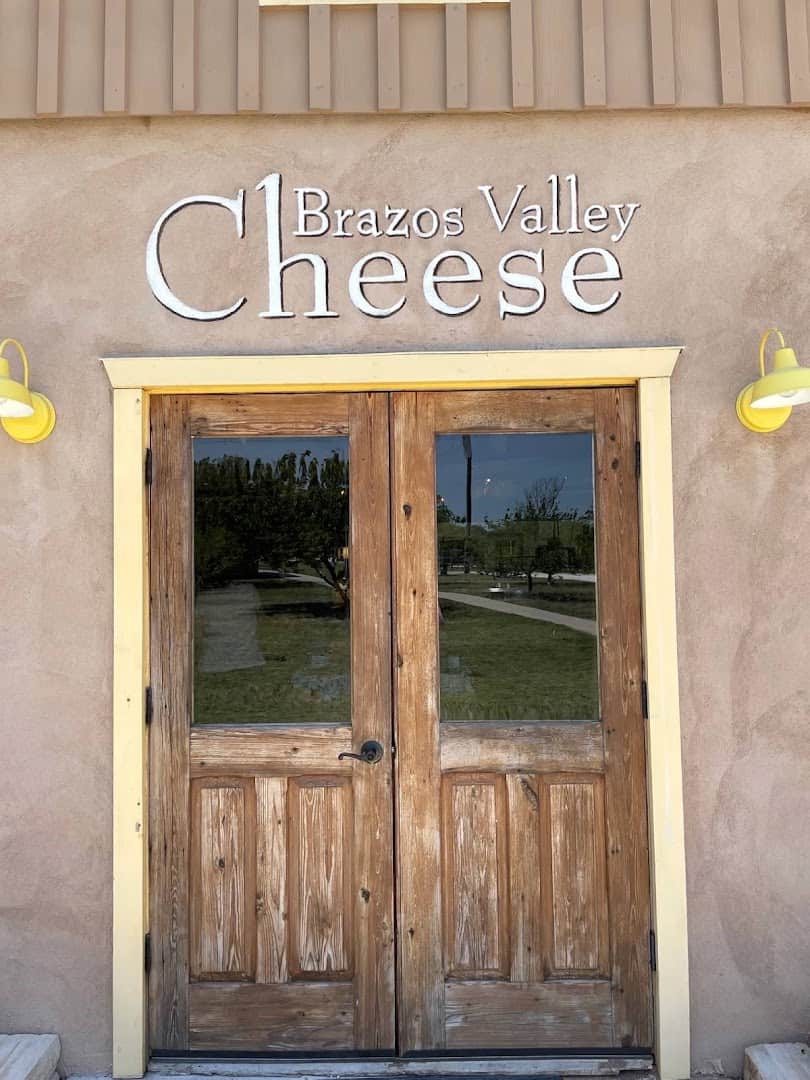 Brazos Valley Cheese shop doors at Homestead Heritage near Waco, Texas