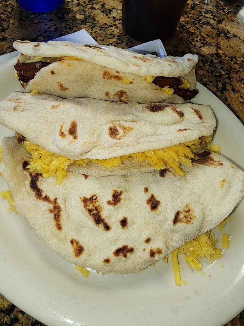 Breakfast tacos on handmade flour tortillas at Eddie's Taco House