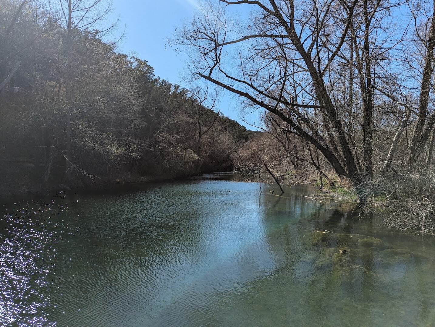 Bull Creek winding through a limestone canyon at St. Edwards Park in Austin