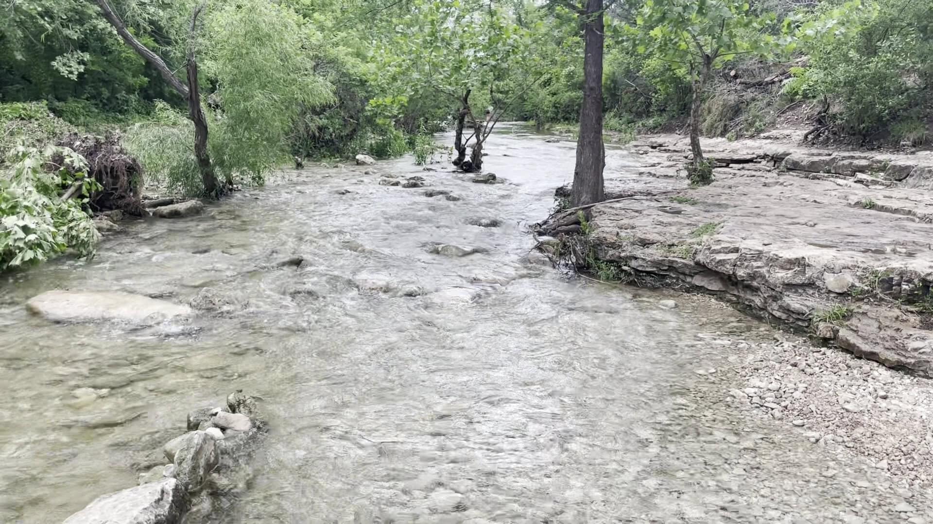 Bull Creek flowing over limestone ledges at St. Edwards Park in Austin