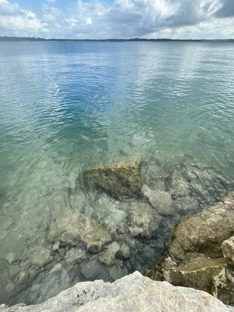 Clear water over limestone rocks at Canyon Lake, Texas